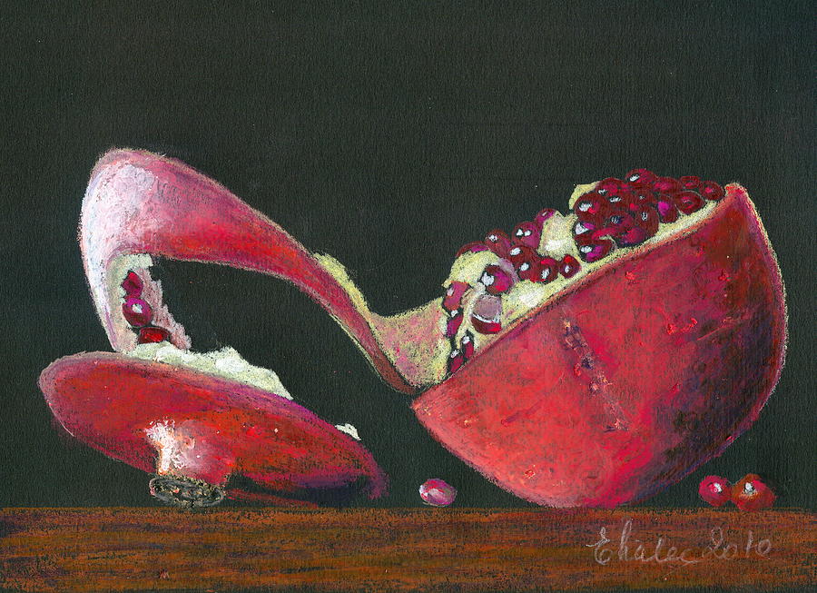 Fruit Drawing - Pomegranate by Elena Malec