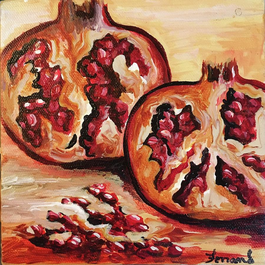 Pomegranate Painting by Karen  Ferrand Carroll