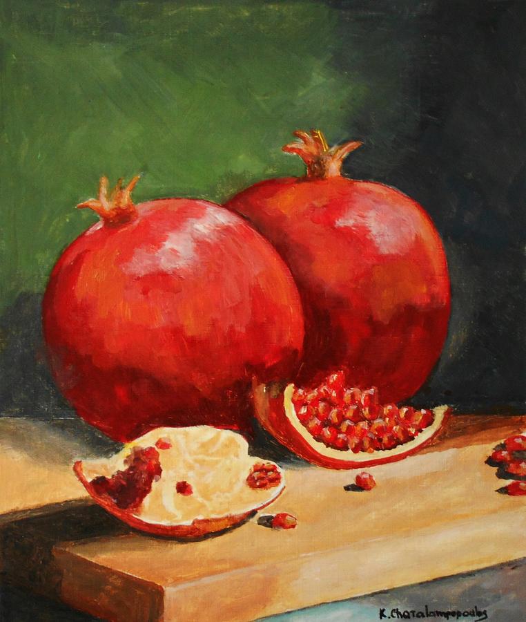 Pomegranates Painting by Konstantinos Charalampopoulos