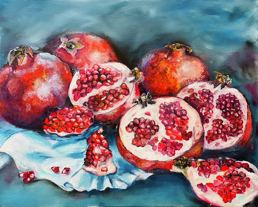 Pomegranates  Painting by Tetiana Bielkina