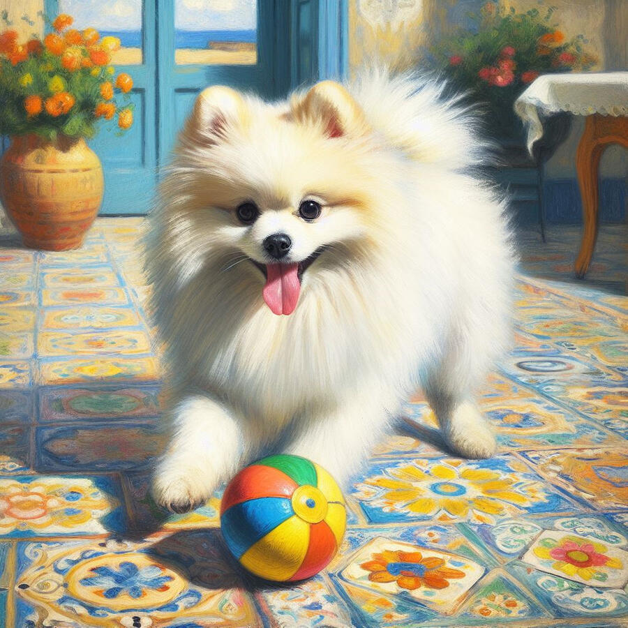 Pomeranian Ball Digital Art by Janice MacLellan