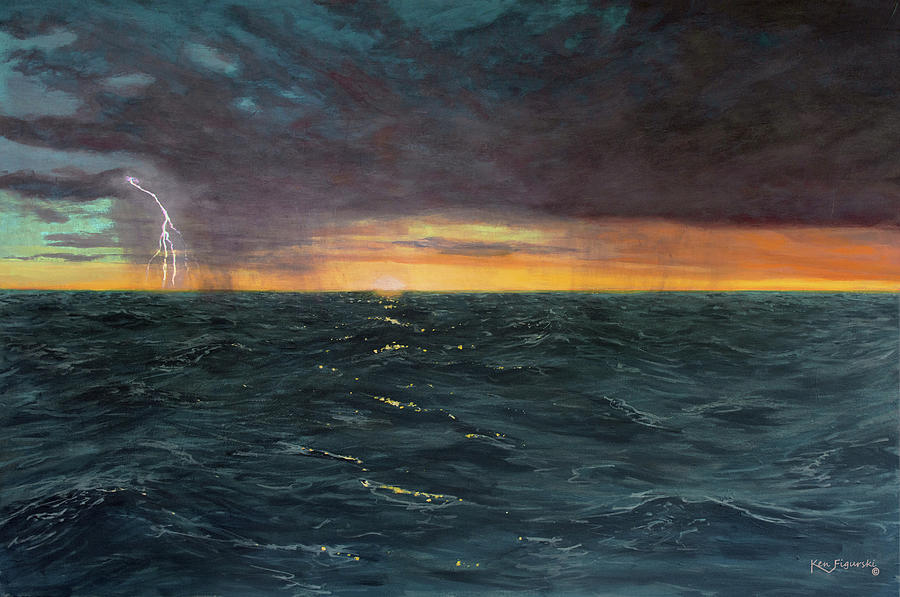 Pompano Beach Sunrise Storm Painting Painting by Ken Figurski