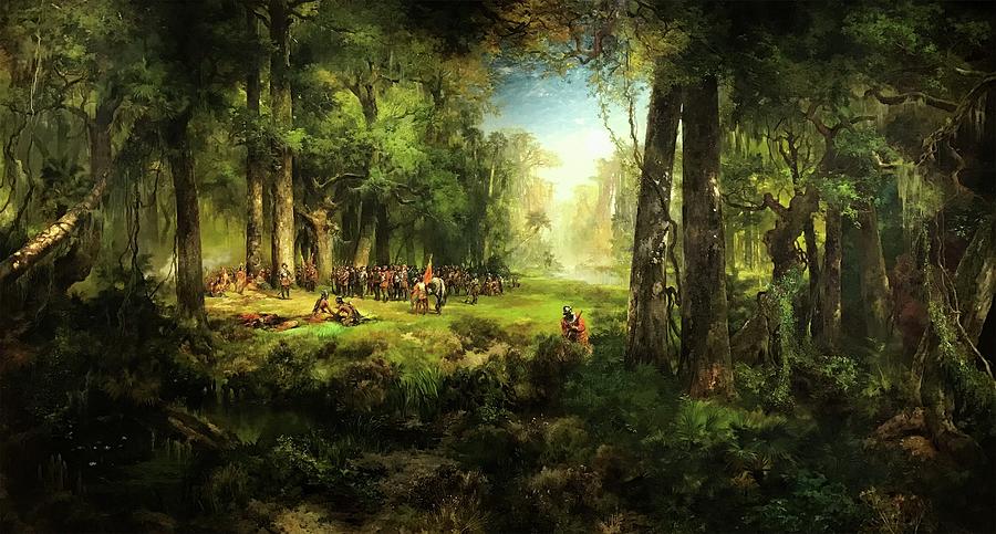 Native American Painting - Ponce de Leon in Florida by Thomas Moran