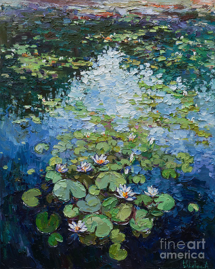 Pond flowers impasto Painting by Anastasiya Valiulina - Fine Art America