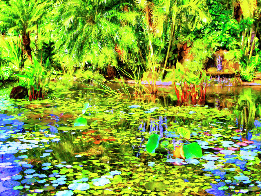 Pond near Anini Beach Kauai Painting by Dominic Piperata
