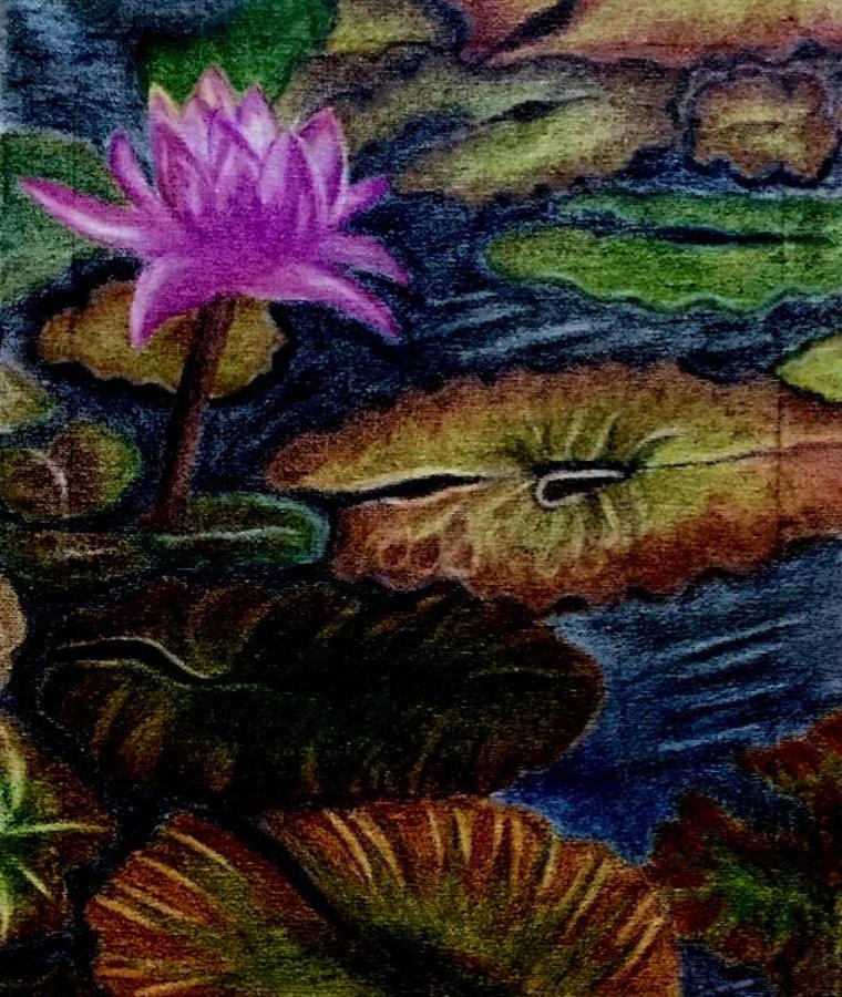 Pond, water, color, leaves and water lilly Pastel by Lakshmi Rajagopal Pond, water, color, leaves and water lilly Pastel by Lakshmi Rajagopal