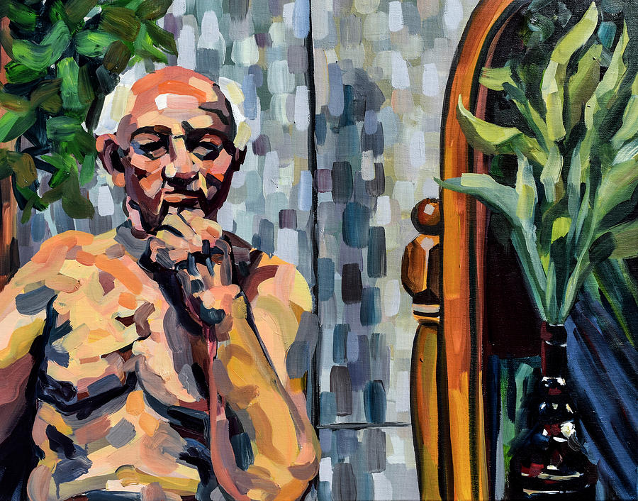 Pondering Man Painting by Rowan Lyford