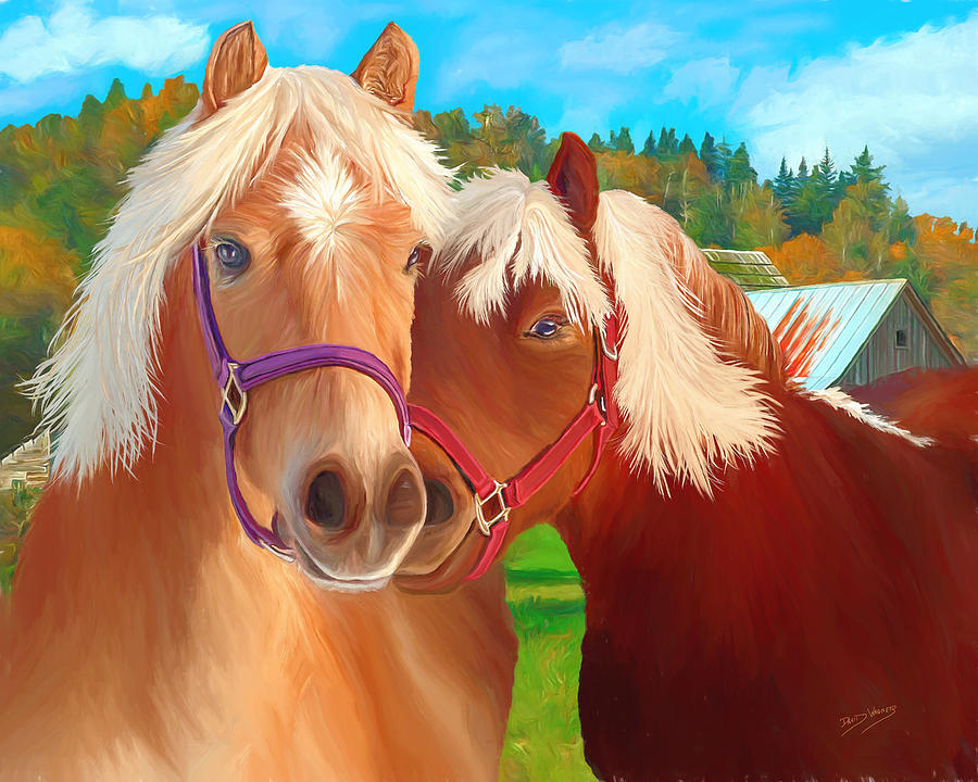 Ponies Mike and Sue Painting by David Wagner
