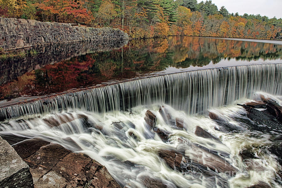 Fall Photograph - Ponnagansett River Dam by Jim Beckwith