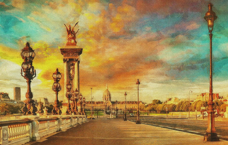 Pont Alexandre and Hotel des Invalides Digital Art by Jerzy Czyz