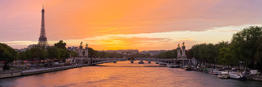 Pont Alexandre III and Eiffel Tower at sunset Photograph by David Briard