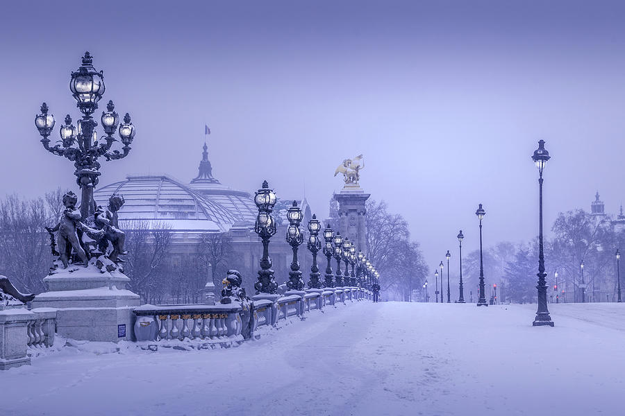 Pont Alexandre III Under Snow Photograph by Serge Ramelli
