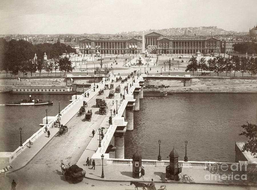 Pont and Place de la Concorde in Paris, France, c1890 Photograph by Granger