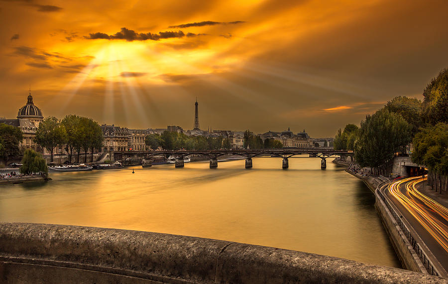 Pont des Arts sunset Photograph by Jean Surprenant