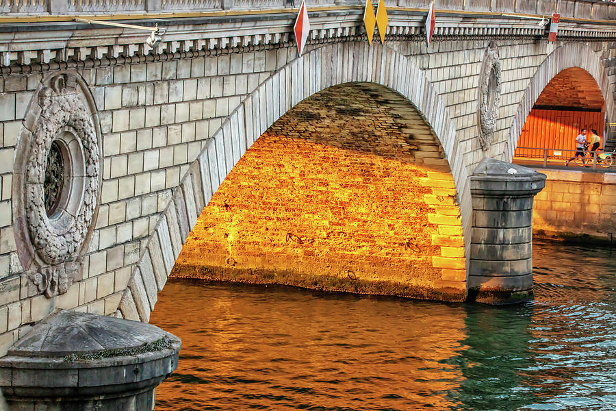 Pont Louis Phillipe at Golden Hour Photograph by Lisa Chorny
