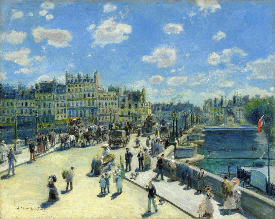 Pont Neuf, Paris. Date/Period 1872. Painting. Oil on canvas. Painting by Pierre Auguste Renoir -1841-1919-