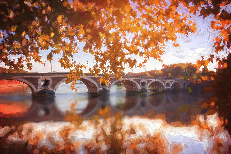 Fall Photograph - Pont Neuf Toulouse France Autumn Colors   by Carol Japp