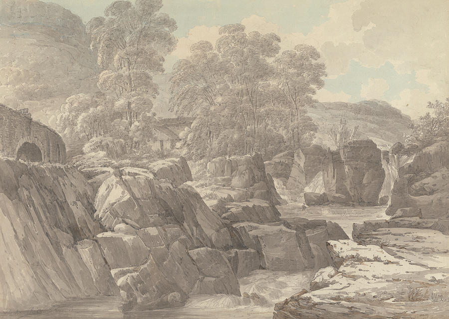 Pont-y-Pair on the River Llugwy near Betws-y-Coed, Denbigh Drawing by John Webber