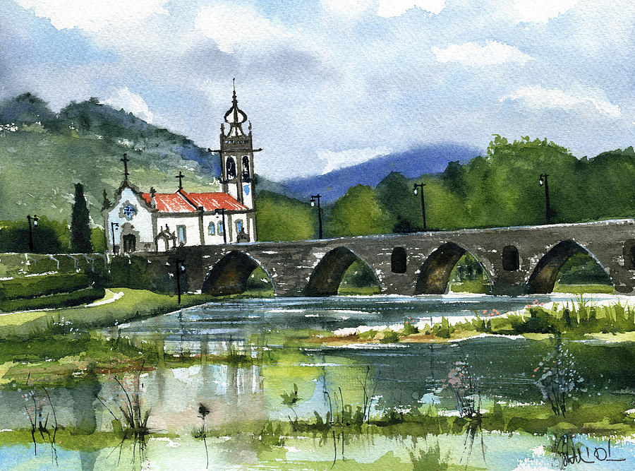 Ponte De Lima Town in Portugal Painting by Dora Hathazi Mendes