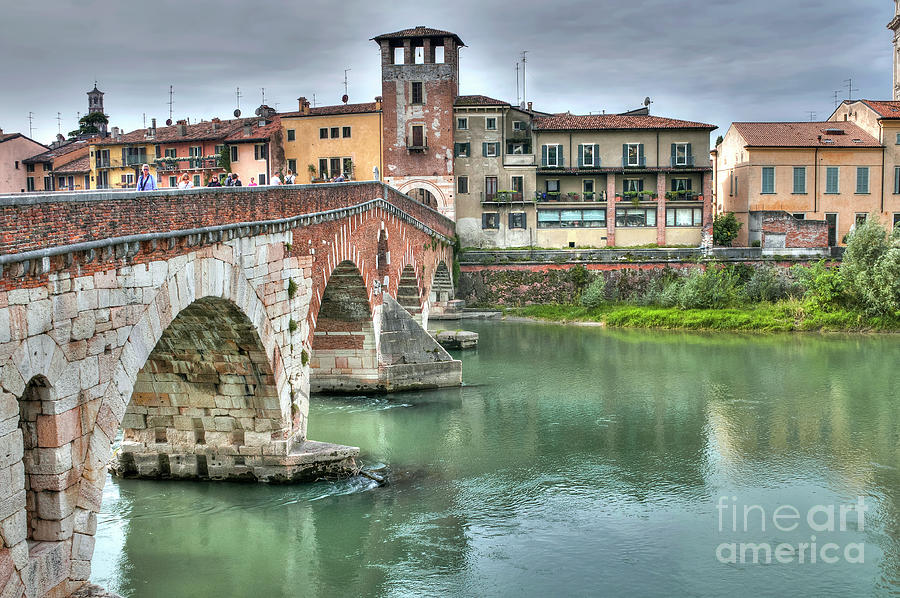 Ponte Pietra Stone Bridge Verona - Italy Photograph by Paolo Signorini