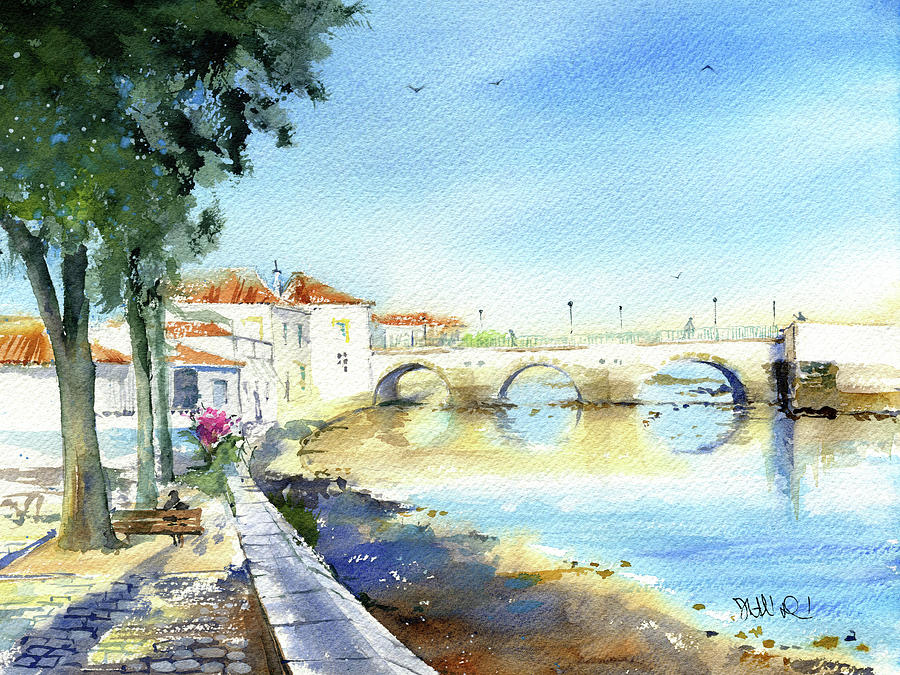 Ponte Romana in Tavira Portugal Painting Painting by Dora Hathazi Mendes