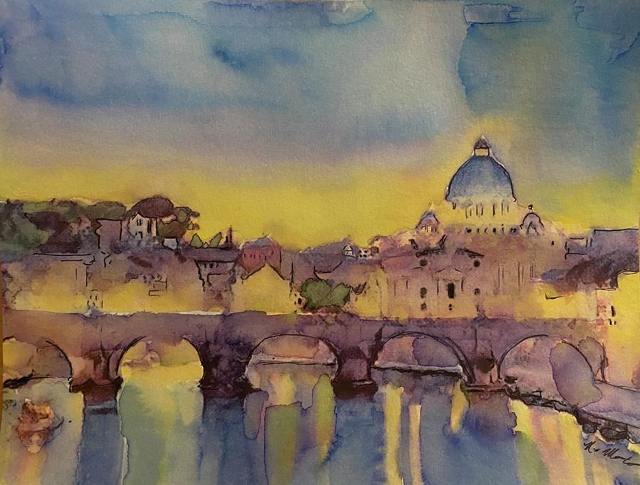 Architecture Painting - Ponte SantAngelo by Nick Mantlo-Coots