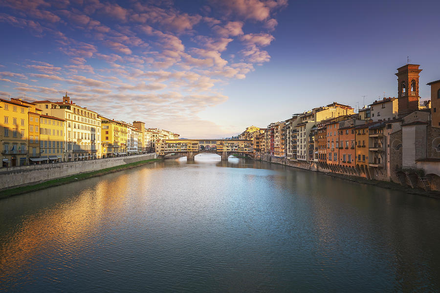 Ponte Vecchio bridge and Arno river in Florence. Italy Photograph by Stefano Orazzini