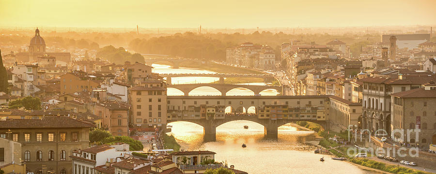 Ponte Vecchio in Florence, panoramic cityscape Photograph by Delphimages Photo Creations