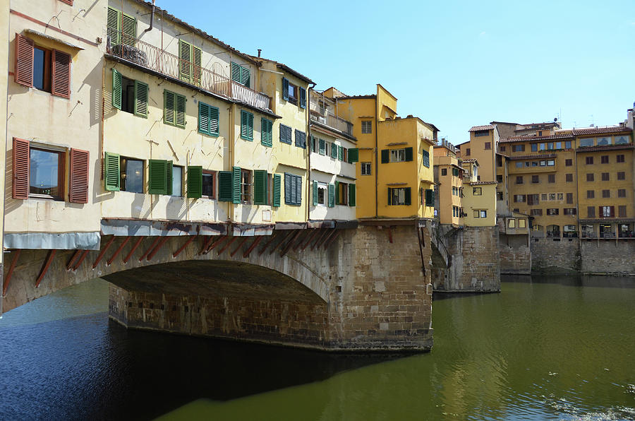 Ponte Vecchio Shops above River Arno Florence Italy Photograph by Shawn OBrien