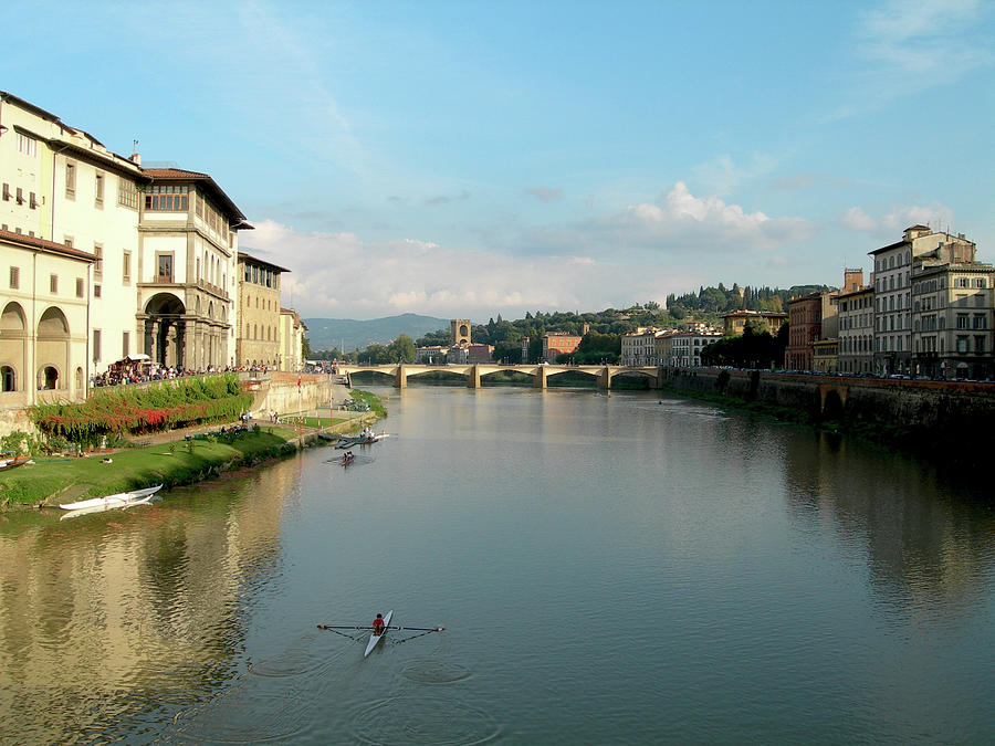 Ponte Vecchio View of the Arno  Photograph by Melinda Saminski