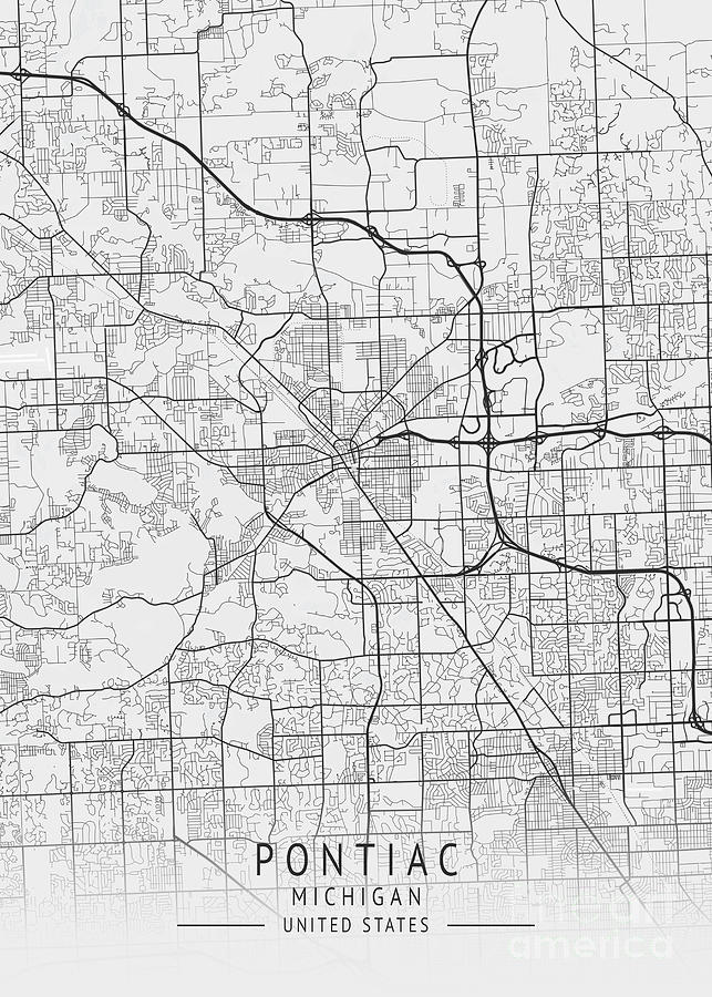 Pontiac - Michigan US Gray City Map Digital Art by Tien Stencil | Fine ...