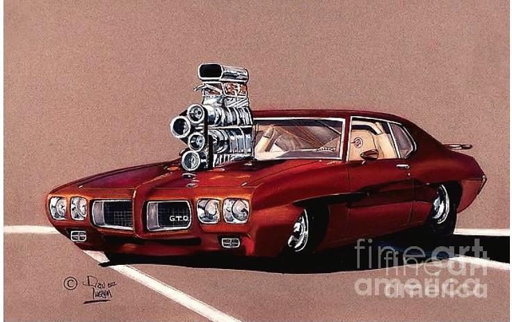 Pontiac 1970 GTO drawing Mixed Media by Dan Ingram | Fine Art America