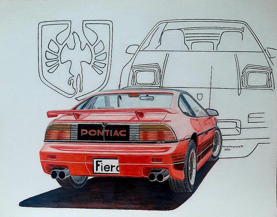 Sports Car Drawing - Pontiac Fiero GT by Henry Hargrove Jr