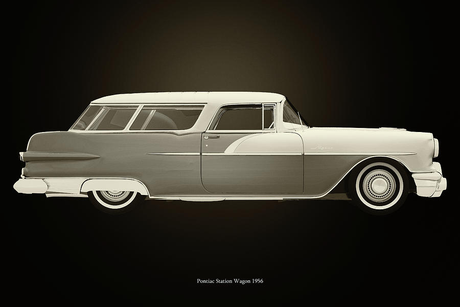 Pontiac Station Wagon Black and White Photograph by Jan Keteleer