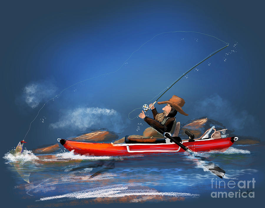 Pontoon Fly Fisherman Digital Art by Doug Gist
