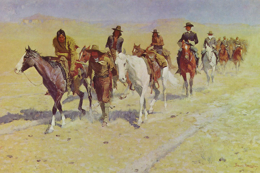 Pony Tracks in the Buffalo Trails Painting by Frederic Remington - Fine ...