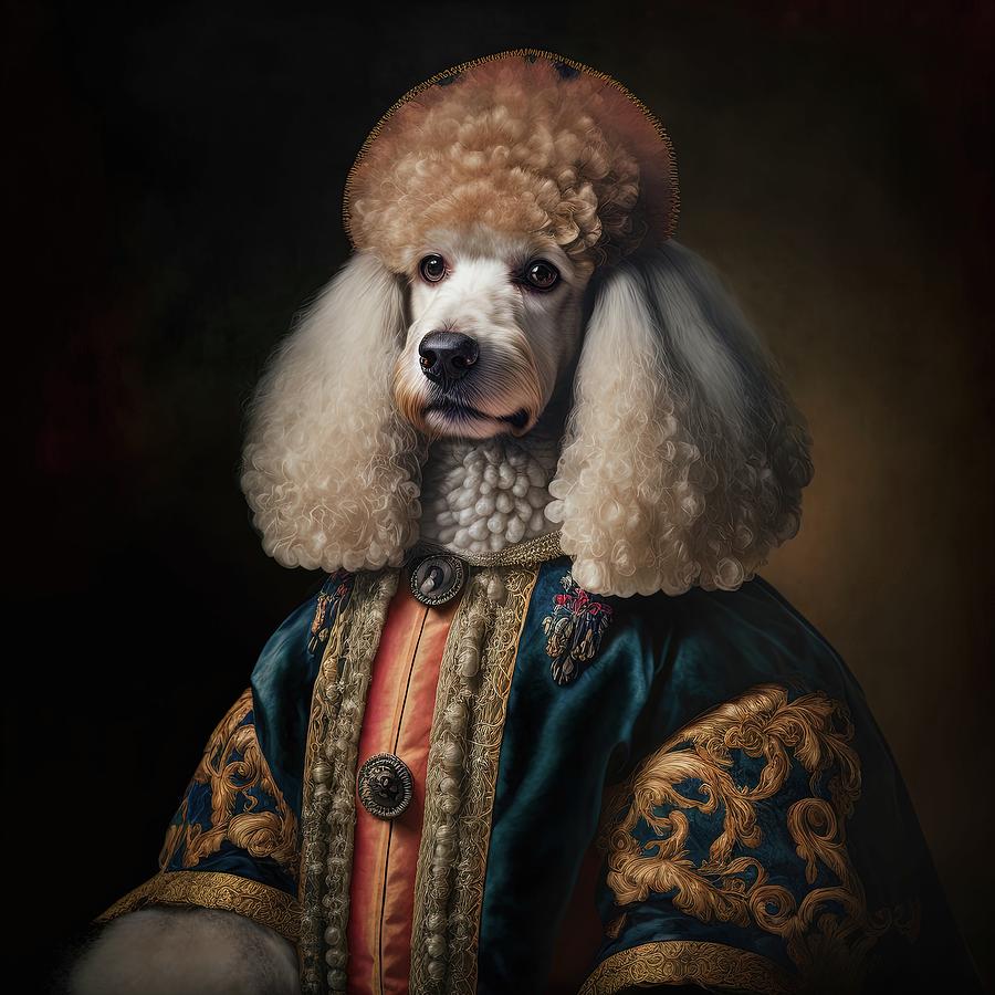 Poodle poodle dressed in fancy costume Painting by Vincent Monozlay