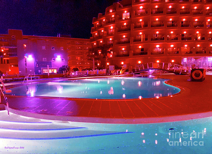 Pool at Night, Almeria Spain, Photo Art  Photograph by Francesca Mackenney