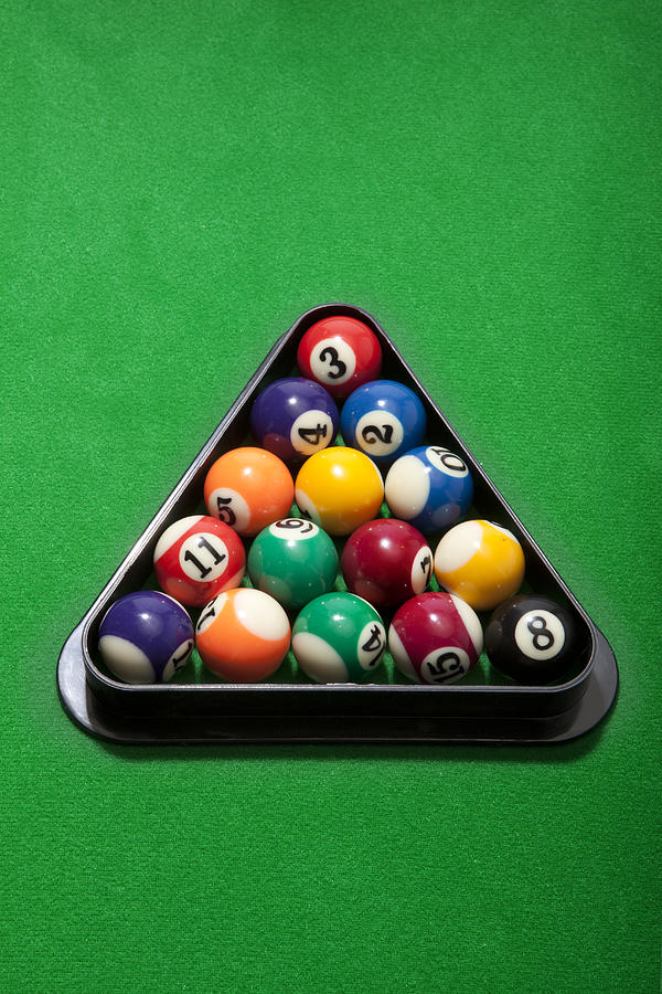 Pool balls in rack Photograph by Tooga