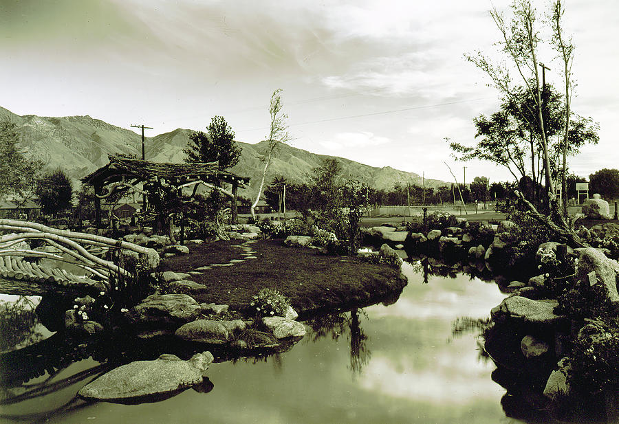 Pool in Pleasure Park Manzanar Relocation Center Photograph by Ansel Adams