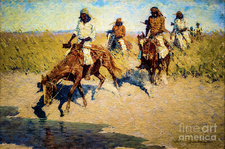 Pool in the Desert by Frederic Remington 1908 Painting by Frederic Remington
