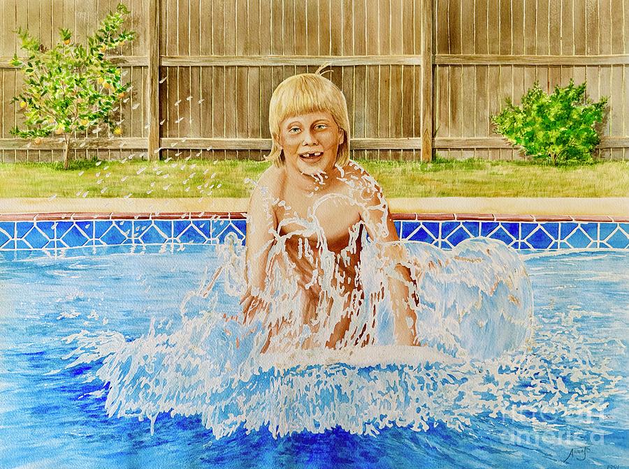 Pool Surfing Painting by AnnaJo Vahle