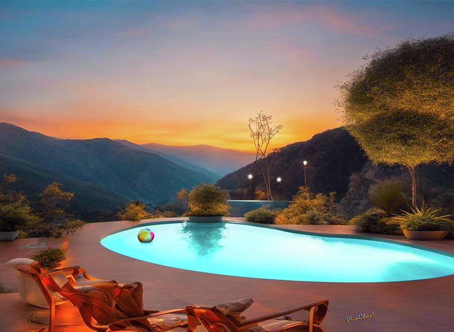 Pool with a View Digital Art by Chas Sinklier