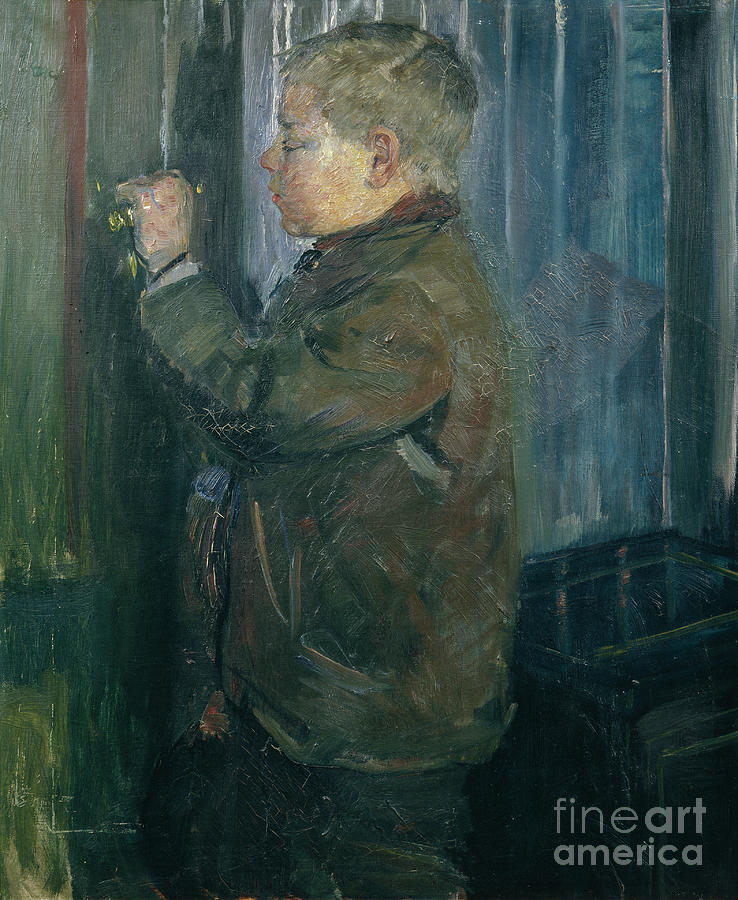 Poor boy Painting by O Vaering by Halfdan Stroem