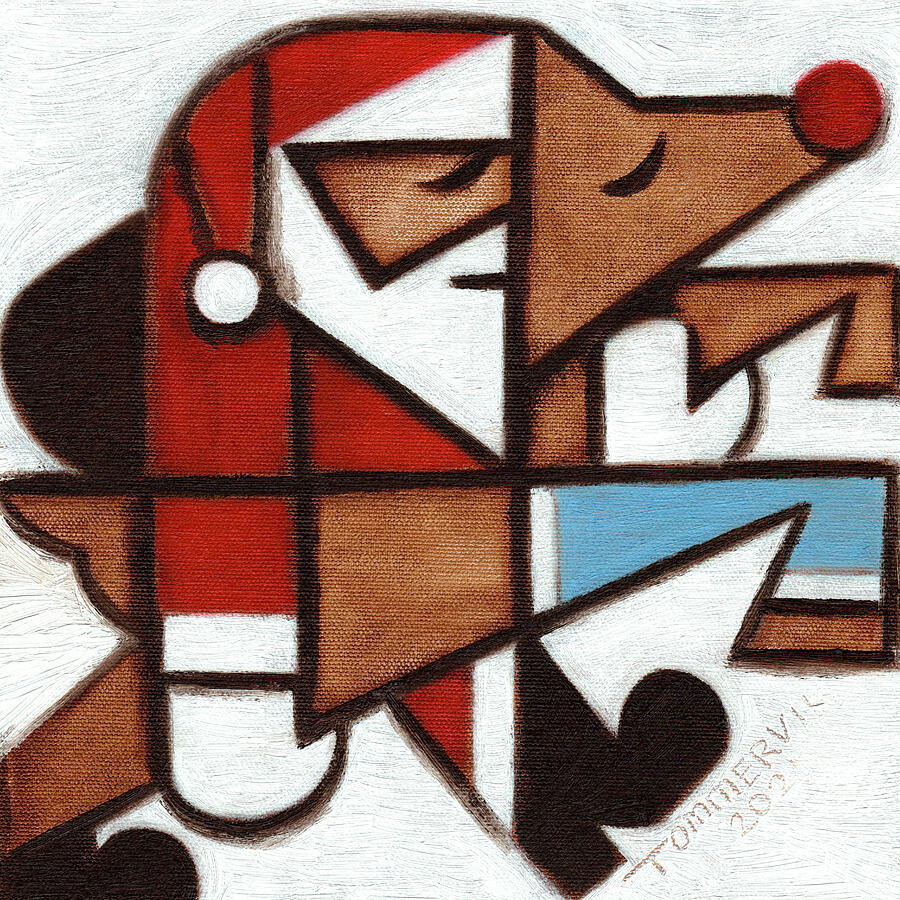 Christmas Painting - Reindeer With The Broken Leg Art Print by Tommervik