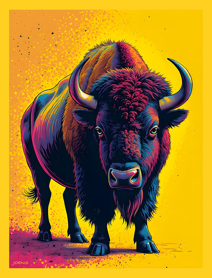 Bison Digital Art - Pop Art Bison by Greg Joens Bison Digital Art - Pop Art Bison by Greg Joens