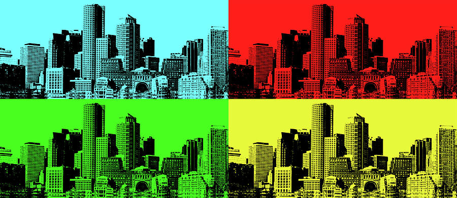 Pop Art Boston Skyline Mixed Media by Sharon Williams Eng