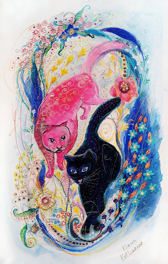 Pop art cats #2 Painting by Elena Kotliarker