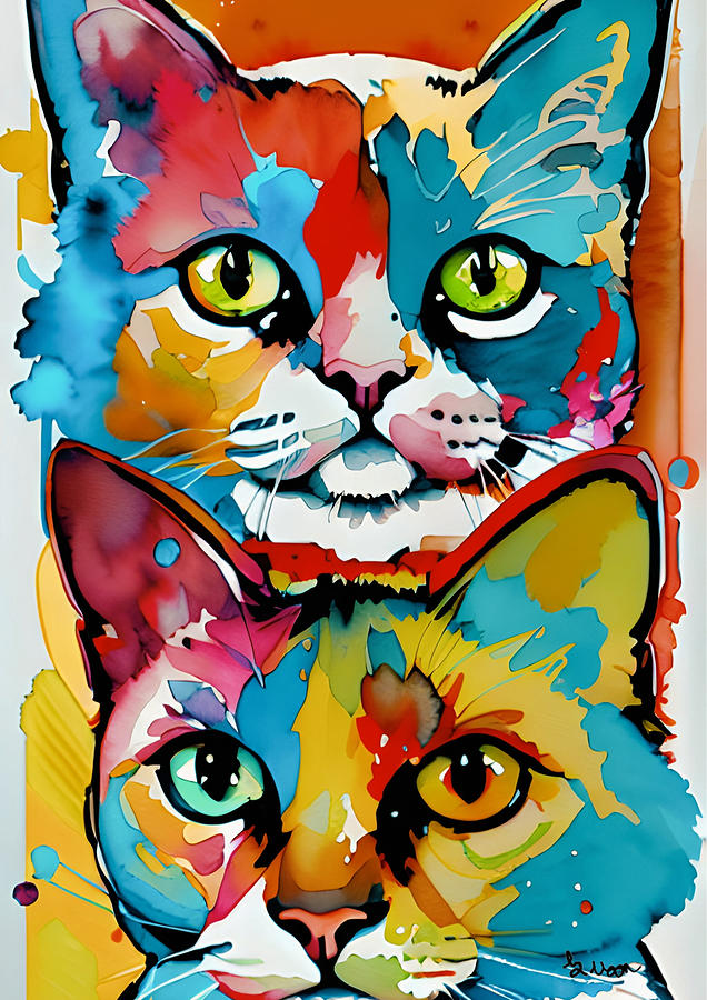 Pop Art Cats Painting By Effie Moon - Fine Art America