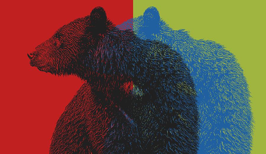 Pop Art Colorful Bear Portrait Digital Art by Dan Sproul